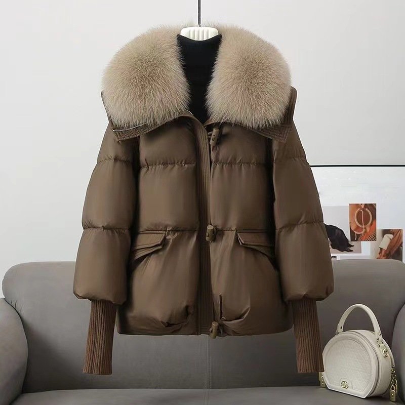 Women’s Quilted Jacket – Oversized Fit – Faux Fur Collar – Ribbed Cuffs – Zip Front
