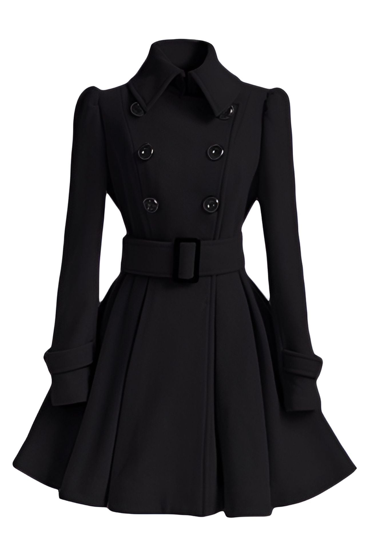 Double breasted women's coat with belt