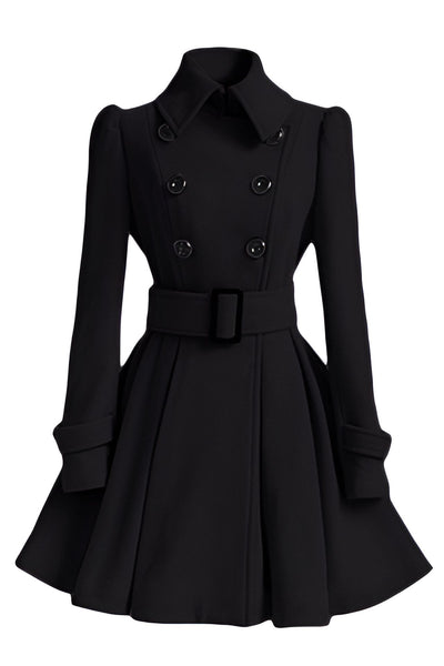 Double breasted women's coat with belt