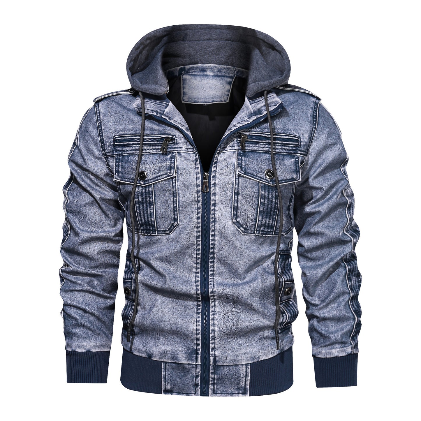 Men's vintage casual hooded jacket