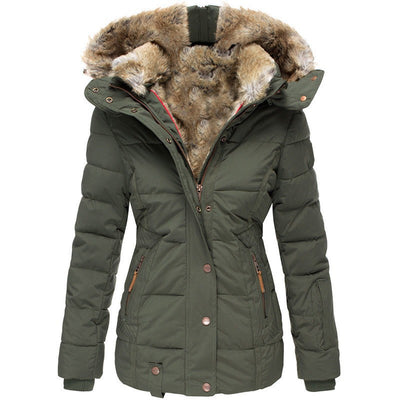Women's warm casual coat with faux fur collar