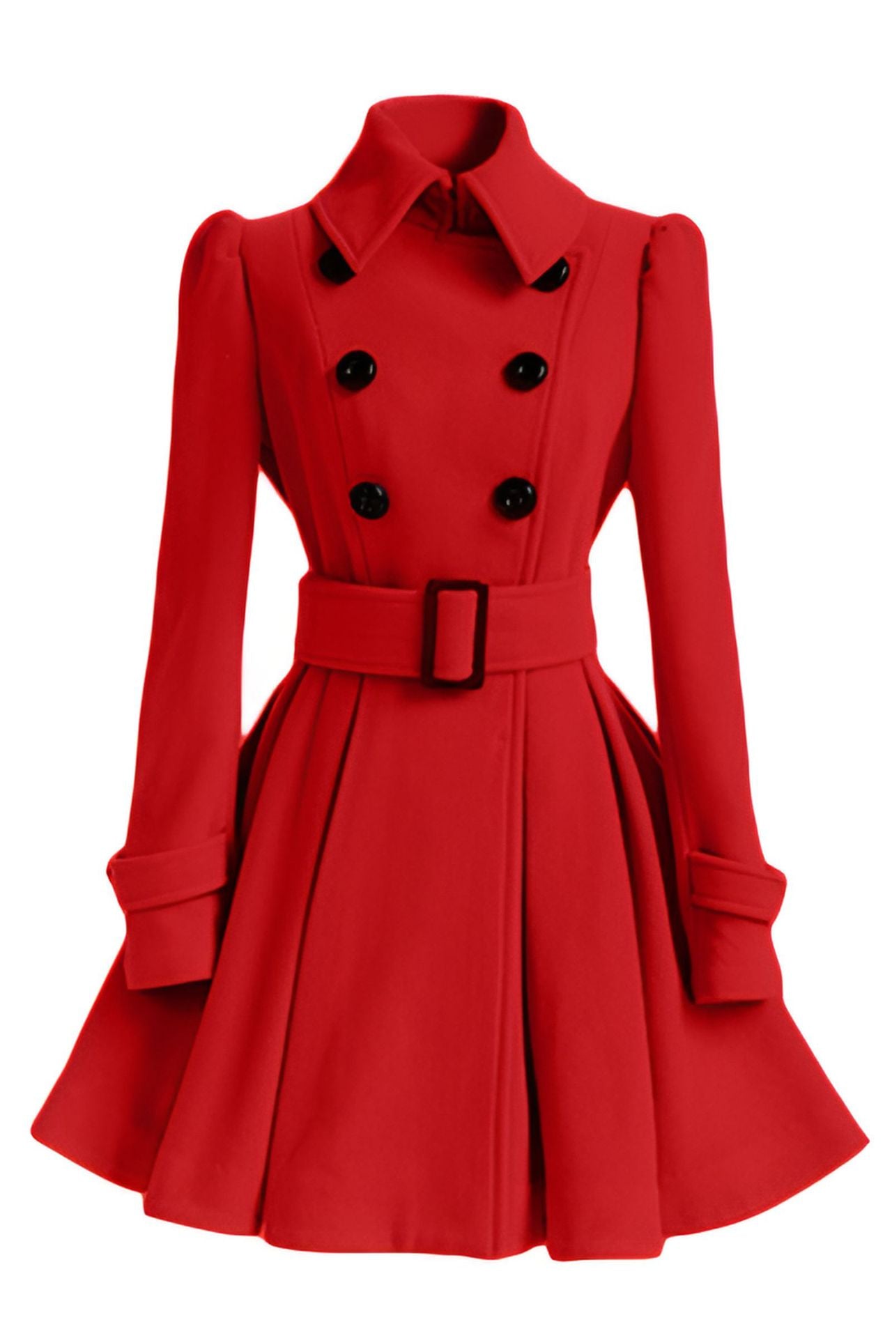 Double breasted women's coat with belt