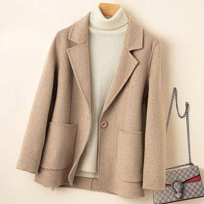 Women’s Wool Coat – Tailored Fit – Notched Lapel – Single Button – Patch Pockets