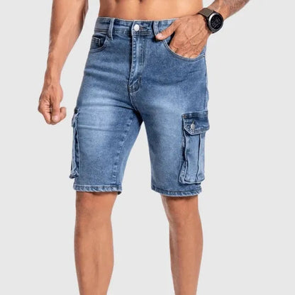 Men’s Denim Cargo Shorts - Durable Mid-Length - Multiple Pockets - Casual Fit