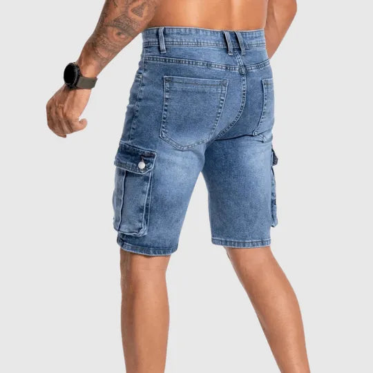 Men’s Denim Cargo Shorts - Durable Mid-Length - Multiple Pockets - Casual Fit