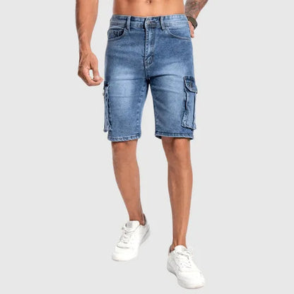 Men’s Denim Cargo Shorts - Durable Mid-Length - Multiple Pockets - Casual Fit