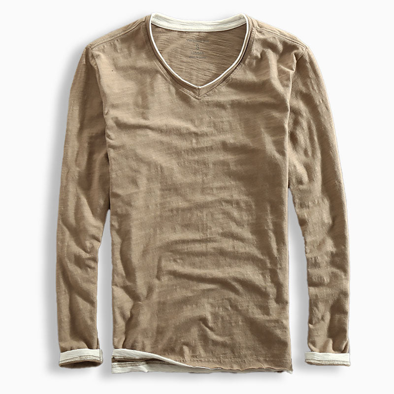 Men’s Long Sleeve Shirt – Breathable material – Classic Fit – V-Neck Casual Everyday Wear
