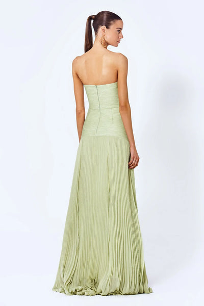 Women’s Maxi Dress – Strapless Fitted Bodice – Pleated Flared Skirt – Formal Elegant Fit