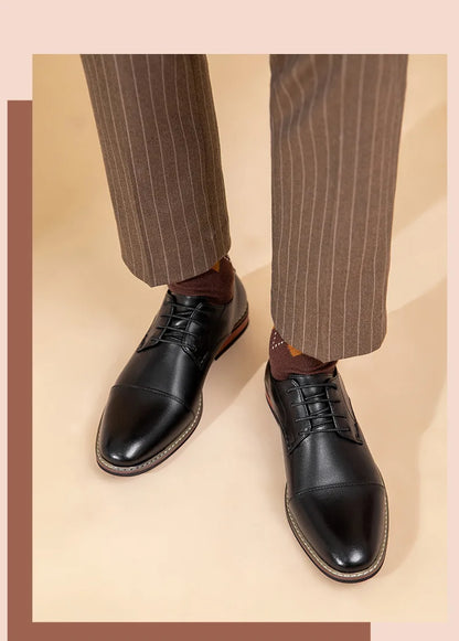 Men’s Oxford Shoes – Suede Upper – Slim Fit – Cap Toe – Closed Lacing Formal Style