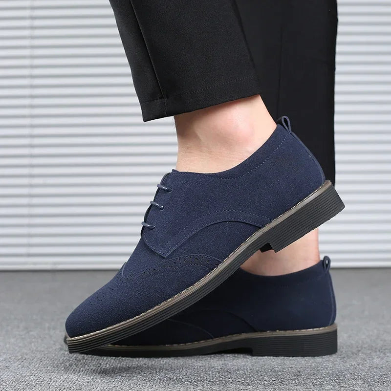 Men’s Oxford Shoes - Suede Finish - Brogue Detailing - Formal Smart Casual Wear
