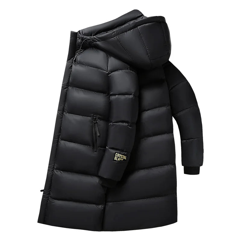 Men's long winter down jacket