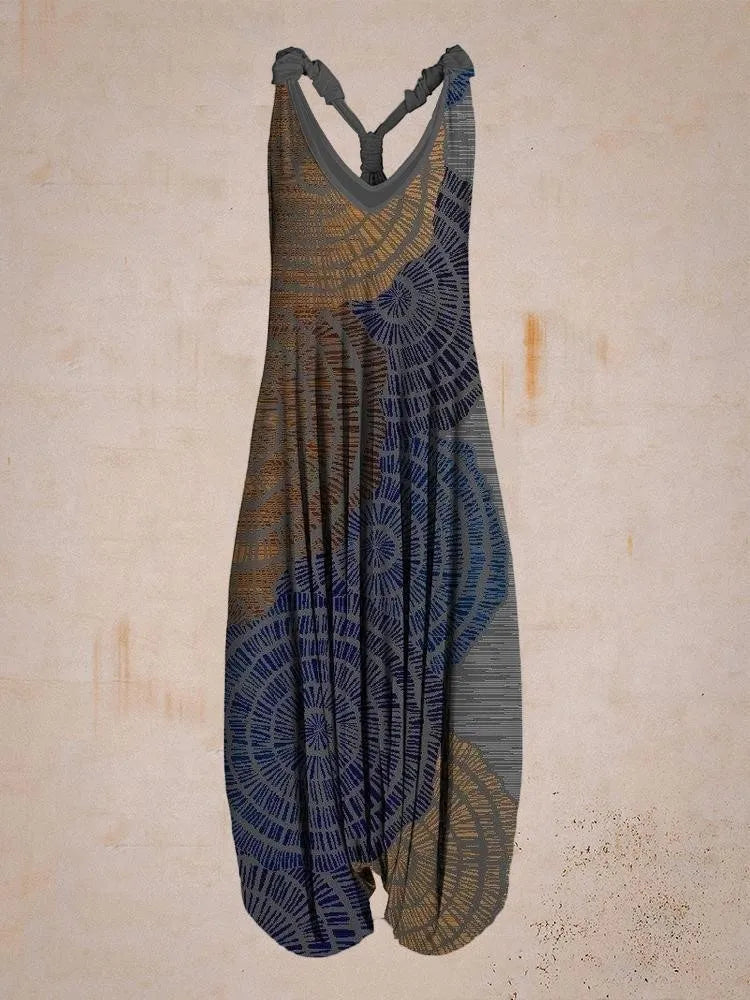 Women's Bohemian Jumpsuit - Halter Neck - Loose Fit - Harem Style - Full Length