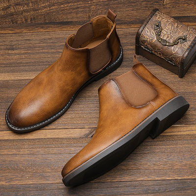 Men’s Chelsea Boots – Leather – Elastic Sides – Ankle Length – Classic Fit