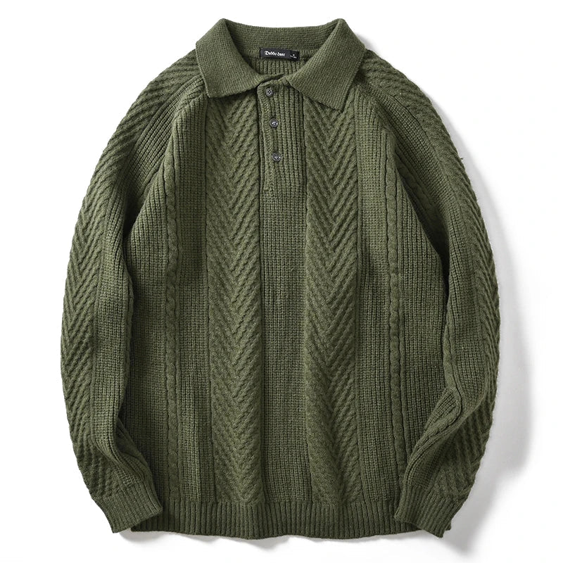 Men's knitted slim fit lapel sweater