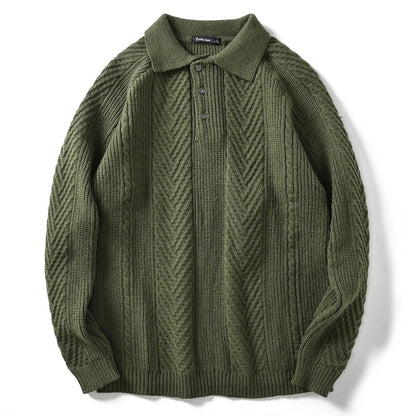 Men's knitted slim fit lapel sweater