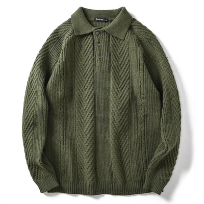 Men's knitted slim fit lapel sweater