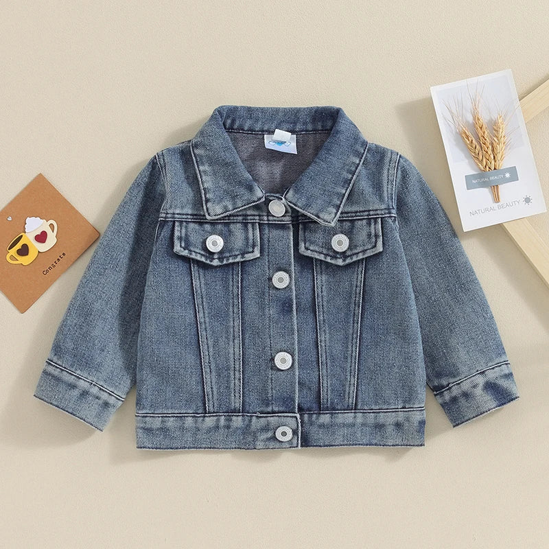 Toddler denim jacket with letter embroidery