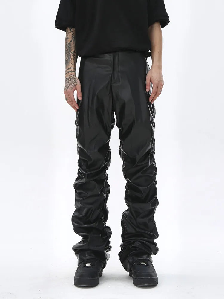 Men’s Leather Trousers - Relaxed Fit - Full Length - Sleek Durable Design