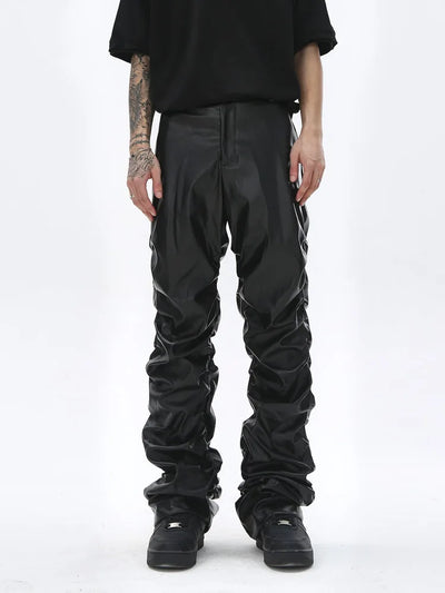 Men’s Leather Trousers - Relaxed Fit - Full Length - Sleek Durable Design