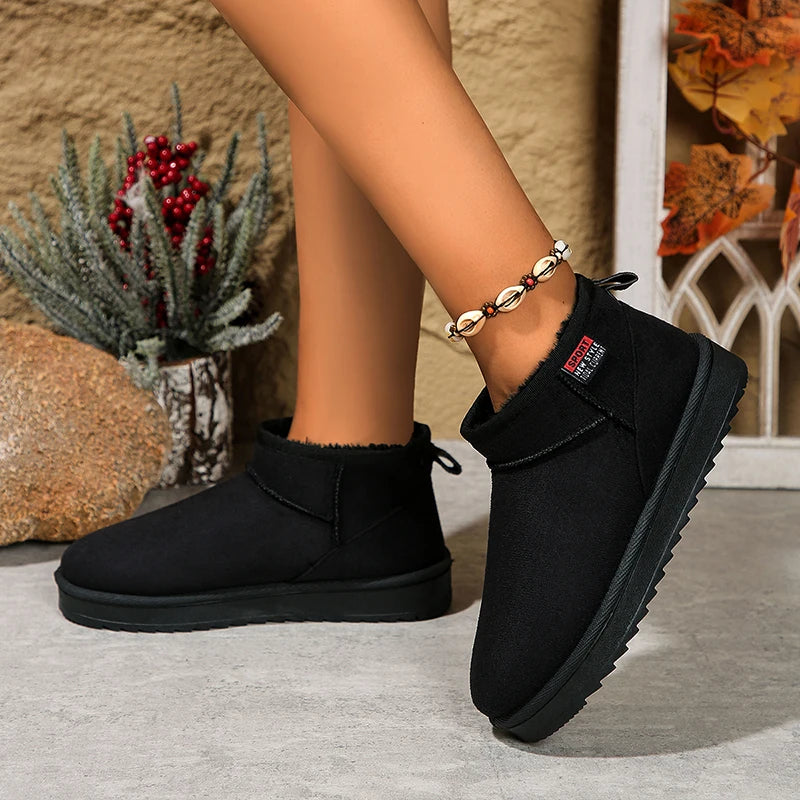 Women’s Ankle Boots – Suede Look – Fleece Lined – Supportive Sole – Casual Comfort