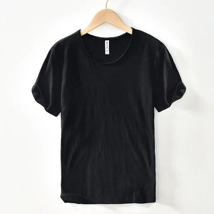 Men’s T-Shirt - 100% Cotton - Slim Fit - Crew Neck - Rolled Sleeves Casual Wear