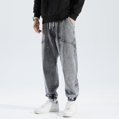 Men’s Denim Joggers – Relaxed Fit – Elastic Waist & Cuffs – Multi-Pocket Casual Wear