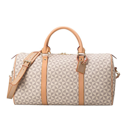 Men’s Travel Bag – Structured Cylindrical Design – Dual Carry Options – Geometric Pattern