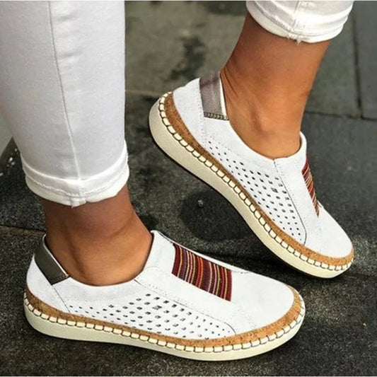 Women’s Slip-On Shoes – Breathable Perforated Upper – Cushioned Sole – Casual Fit