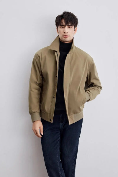 Men’s Jacket – Relaxed Fit – Classic Collar – Button Front – Ribbed Cuffs – Side Pockets