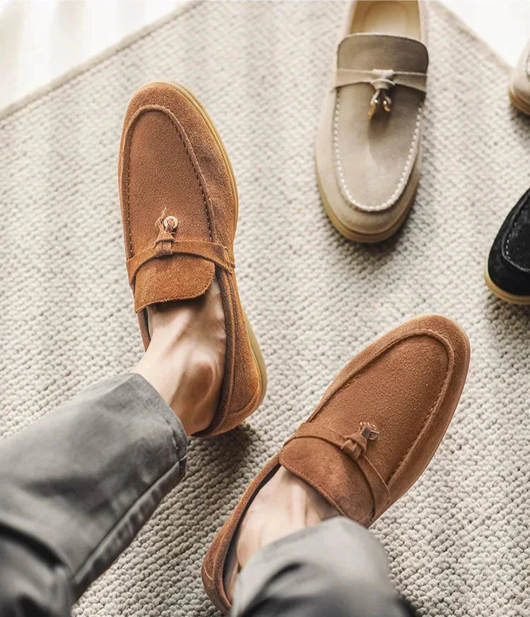 Men’s Suede Loafers – Slip-On Design – Rubber Sole – Smart-Casual Streamlined Fit