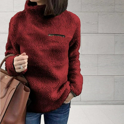 Women's roll neck sweater with zipper