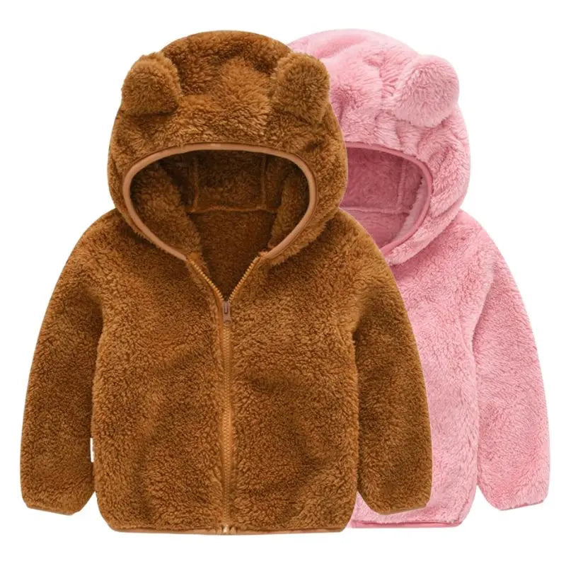 Baby fleece winterjas met capuchon schattige berenoren warme jas