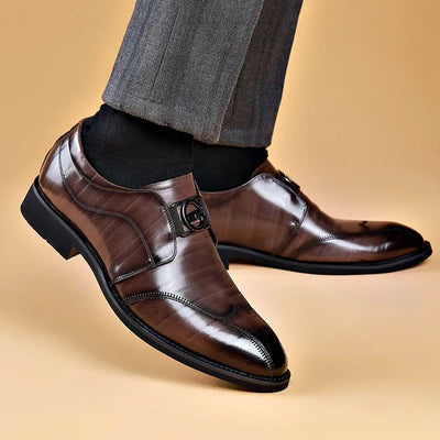 Men’s Leather Dress Shoes - Slip-On - Pointed Toe - Elegant Formal Wear
