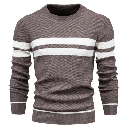 Men's warm casual sweater with white stripes