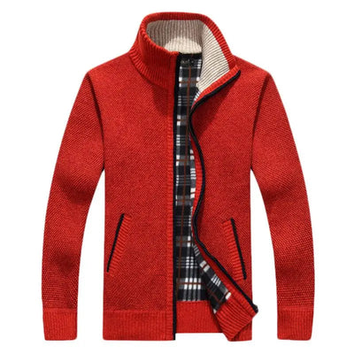 Men's knitted jacket with lapel collar