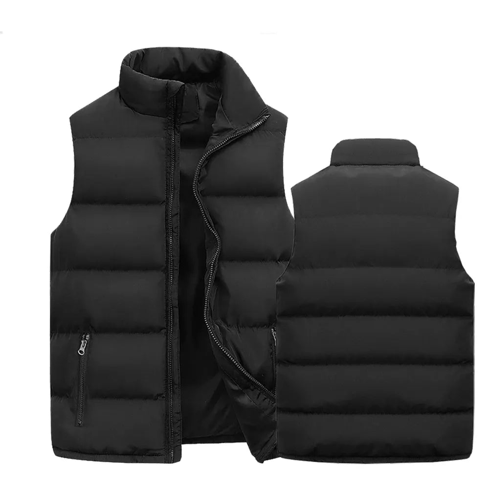 Heren waterdicht wintervest – warm mouwloos ritsjack met opstaande kraag