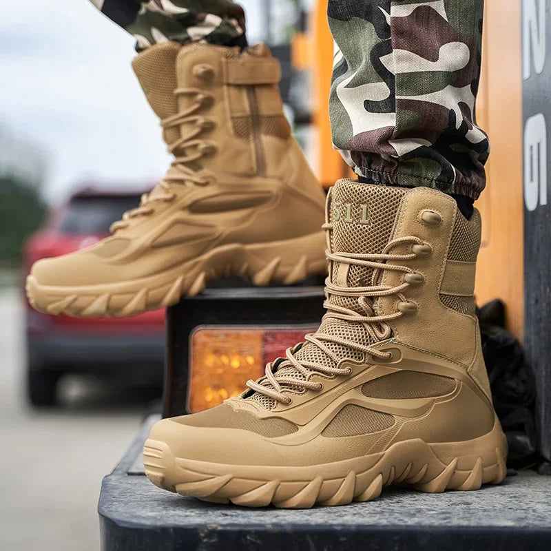 Men’s Tactical Boots – Waterproof – Ankle Support – Breathable Mesh – Rugged Grip Sole