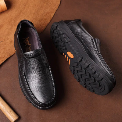 Men’s Loafers – Pebbled Leather – Slip-On – Cushioned Insole – Treaded Sole