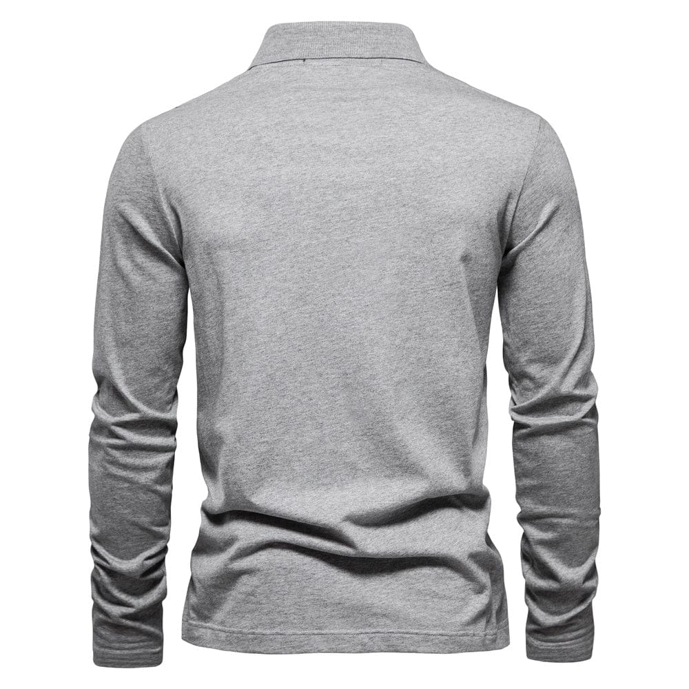 Men's casual zip lapel top with long sleeves