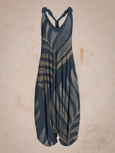 Women's Bohemian Jumpsuit - Halter Neck - Loose Fit - Harem Style - Full Length