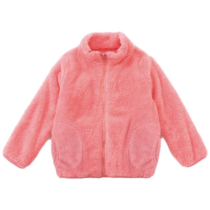 Coral velvet zipper fall winter coat for kids