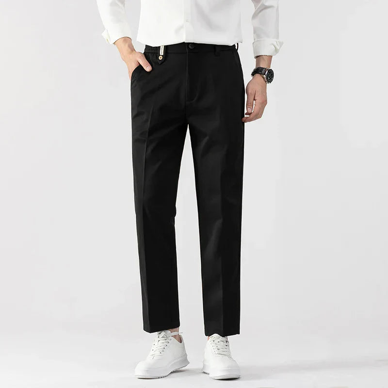 Men’s Slim Fit Trousers – Lightweight Fabric – Tailored Cut – Business Casual Wear