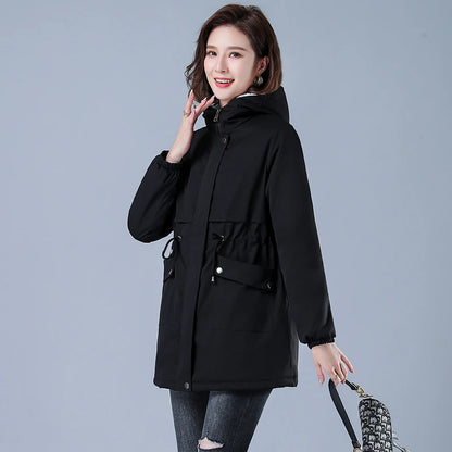 Fluffy quilted hooded windbreaker for women