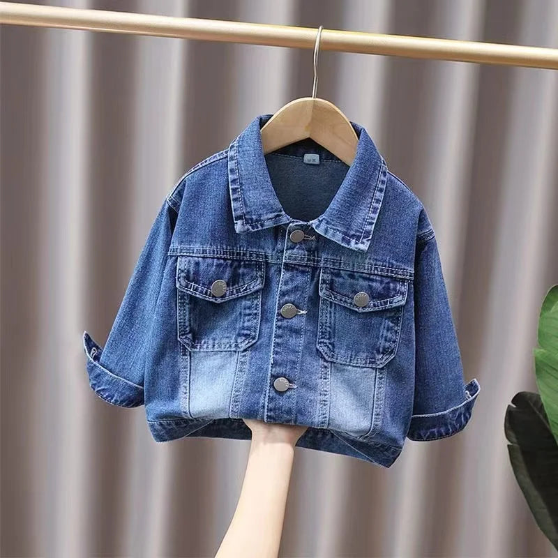 Boy kid autumn ripped denim jacket