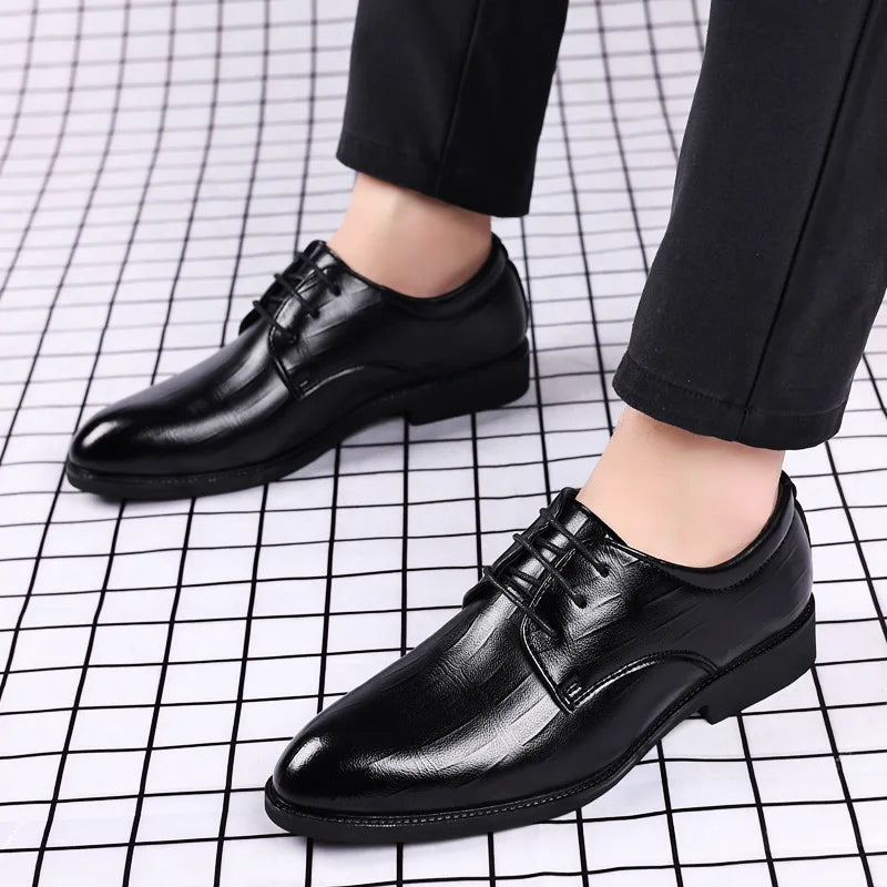 Men's Formal Shoes – Polished Leather – Pointed Toe – Sleek Lace-Up Design