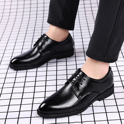 Men's Formal Shoes – Polished Leather – Pointed Toe – Sleek Lace-Up Design
