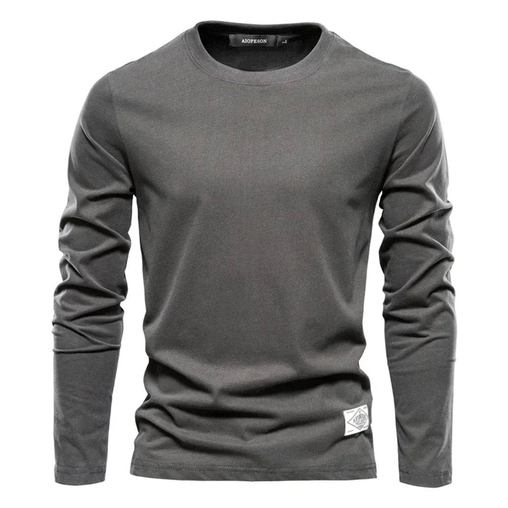 Long-sleeve casual crewneck tee for men