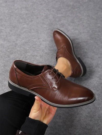 Men’s Leather Oxford Shoes – Classic Lace-Up – Formal Brogue Detailing