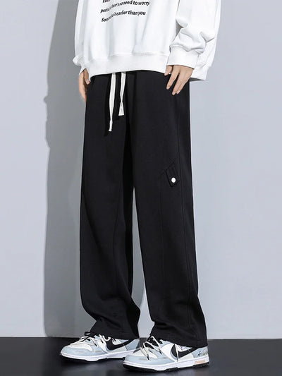 Men’s Relaxed Fit Trousers - Soft Cotton Blend - Drawstring Waist - Casual Everyday Wear
