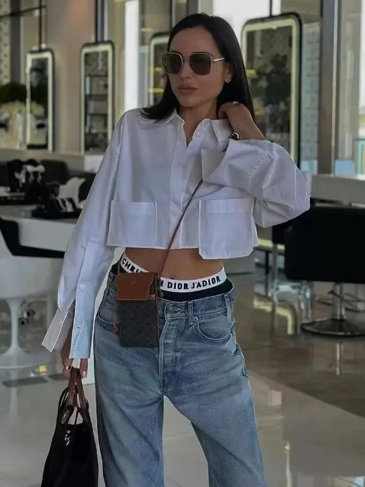 Striped Long-Sleeve Shirt for Women - Stylish Button-Up Blouse